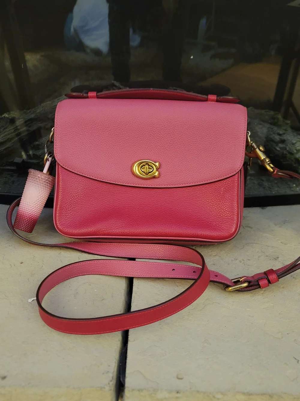 Coach Pink Pebbled Leather Crossbody with Gold Hardware - Picture 1 of 3